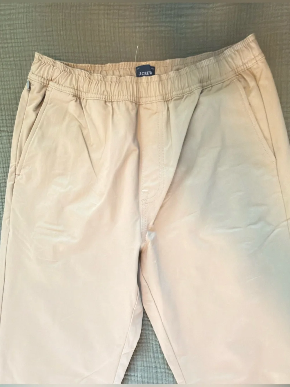 J. Crew Men's Light Beige Elastic-Waist Chinos